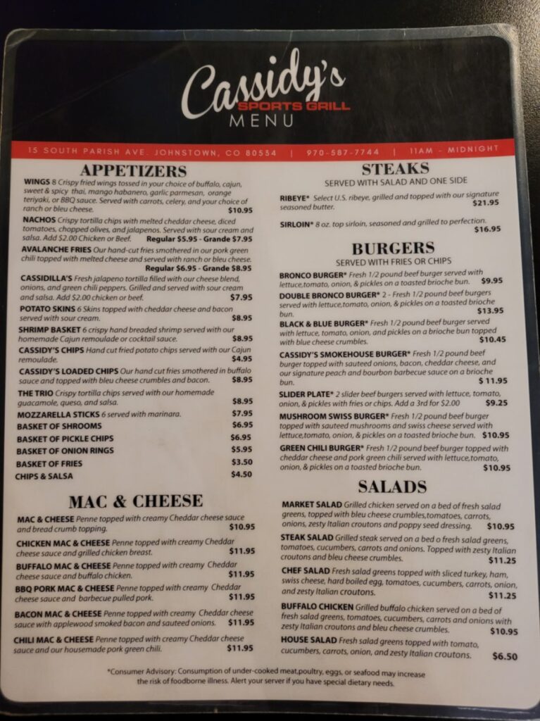 Cassidy\\\\\\\\\\\\\\\\\\\\\\\\\\\\\\\\\\\\\\\\\\\\\\\\\\\\\\\\\\\\\\\'s Sports Grill Menu 1